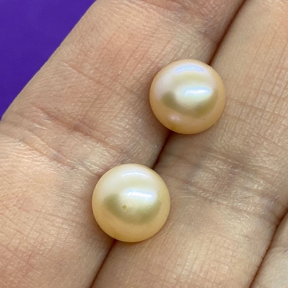 💛 14k Vintage 6mm Pink Pearl Earrings